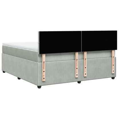 Boxspring met matras fluweel lichtgrijs 180x200 cm