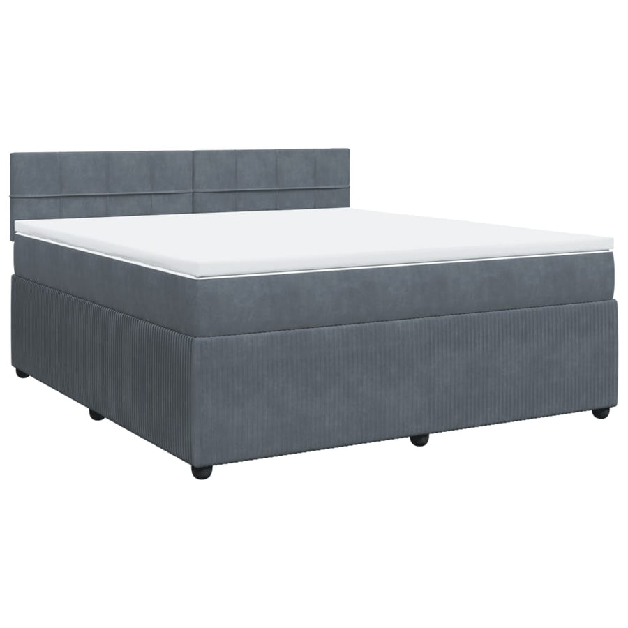Boxspring met matras fluweel donkergrijs 180x200 cm