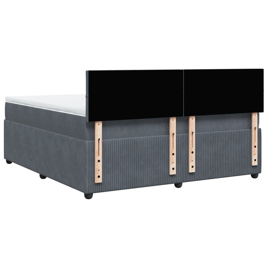 Boxspring met matras fluweel donkergrijs 180x200 cm