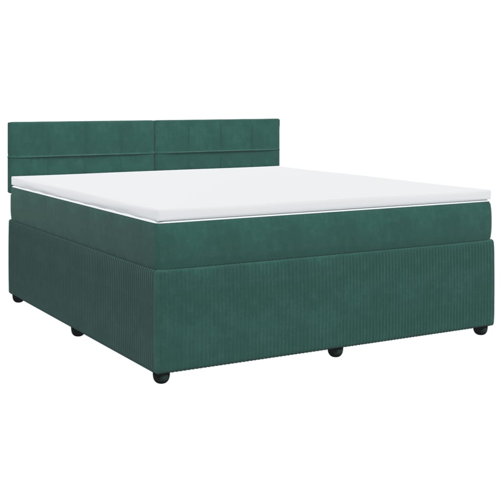 Boxspring met matras fluweel donkergroen 180x200 cm