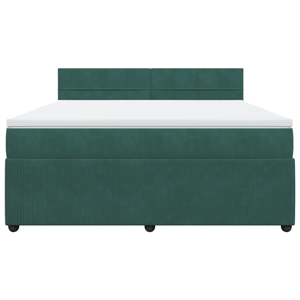 Boxspring met matras fluweel donkergroen 180x200 cm