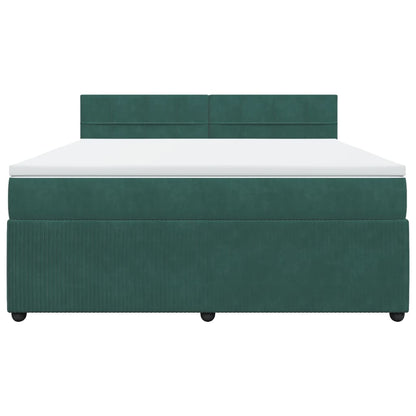 Boxspring met matras fluweel donkergroen 180x200 cm