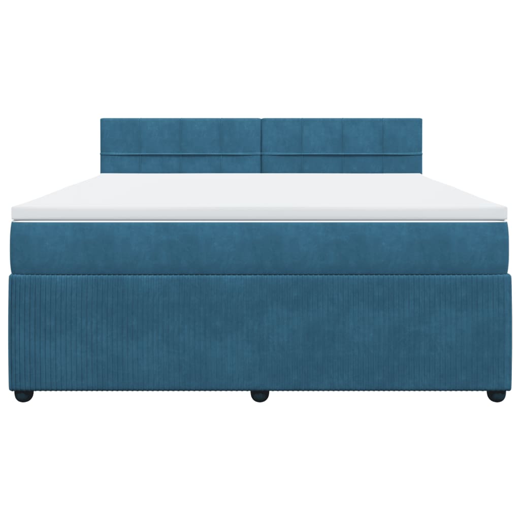 Boxspring met matras fluweel blauw 180x200 cm