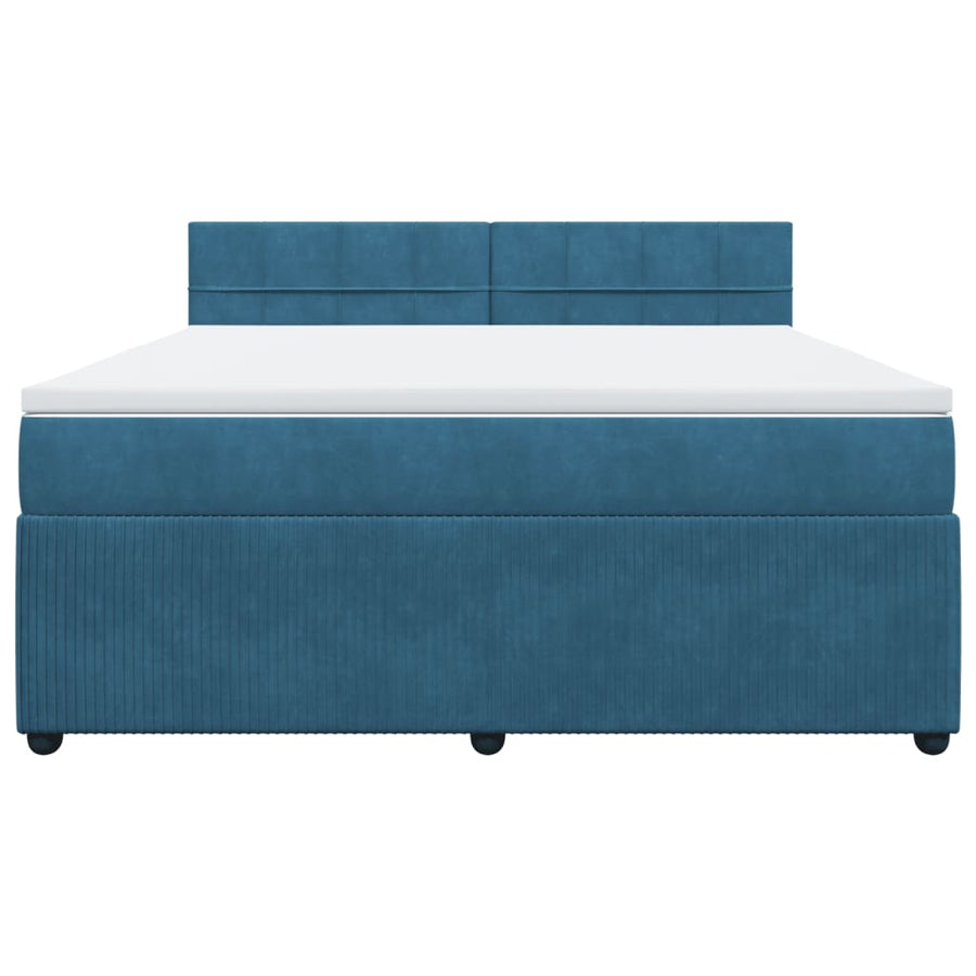 Boxspring met matras fluweel blauw 180x200 cm