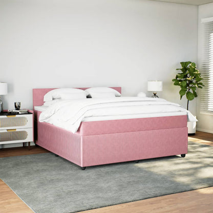 Boxspring met matras fluweel roze 180x200 cm
