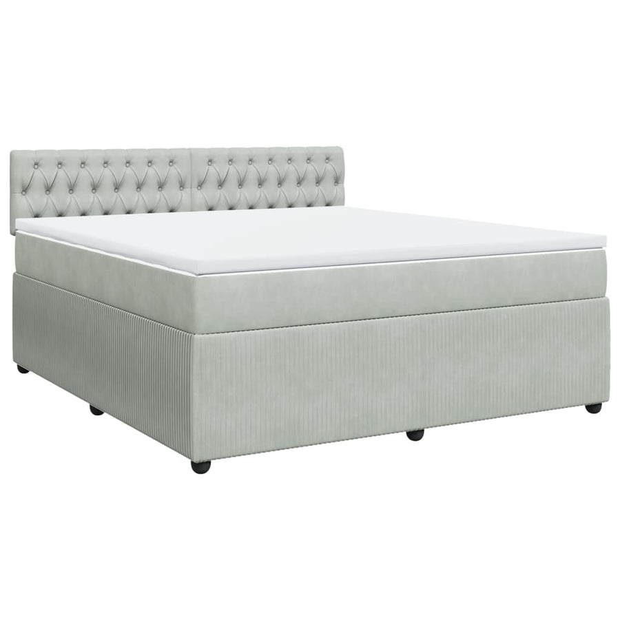 Boxspring met matras fluweel lichtgrijs 180x200 cm