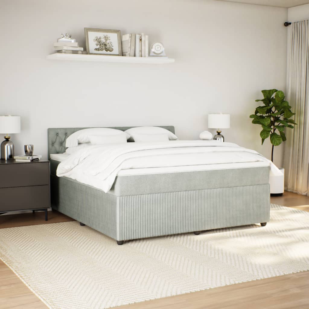Boxspring met matras fluweel lichtgrijs 180x200 cm