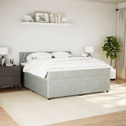 Boxspring met matras fluweel lichtgrijs 180x200 cm
