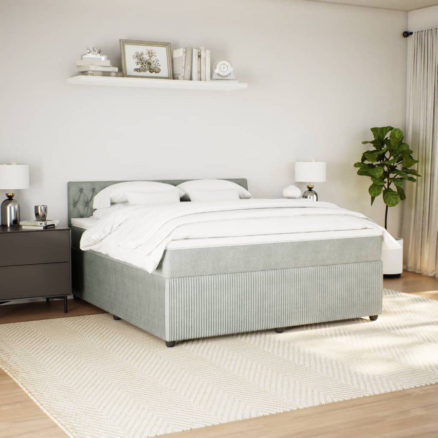 Boxspring met matras fluweel lichtgrijs 180x200 cm