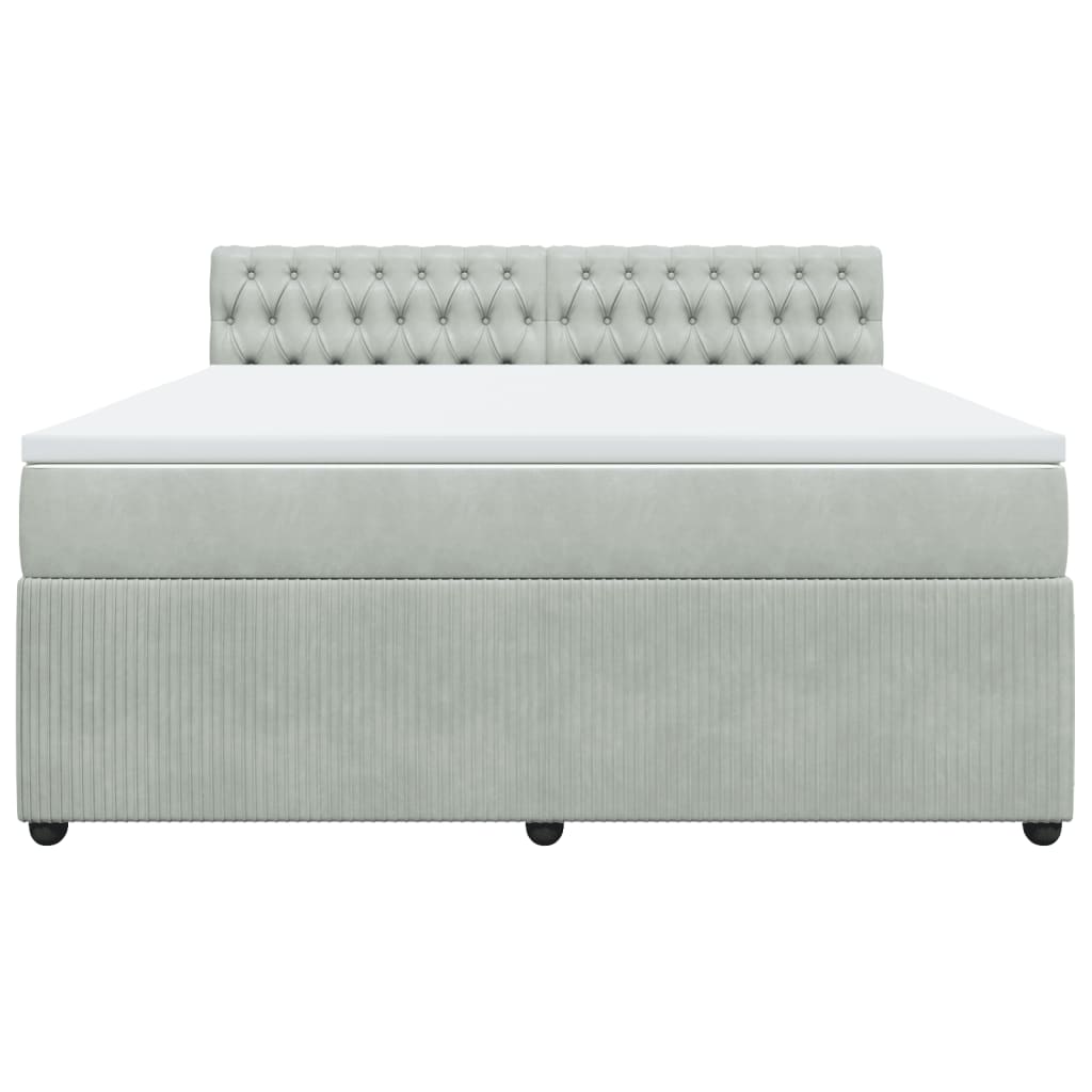 Boxspring met matras fluweel lichtgrijs 180x200 cm