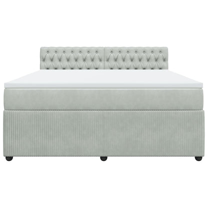 Boxspring met matras fluweel lichtgrijs 180x200 cm