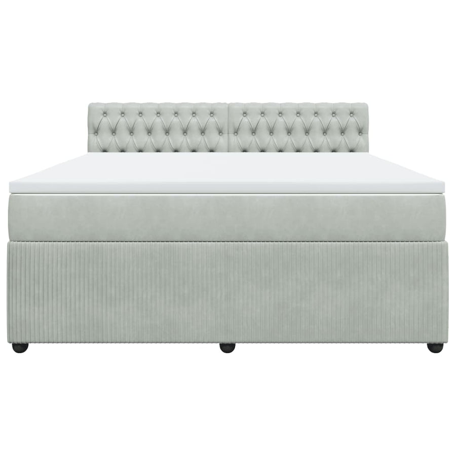 Boxspring met matras fluweel lichtgrijs 180x200 cm