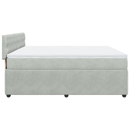 Boxspring met matras fluweel lichtgrijs 180x200 cm