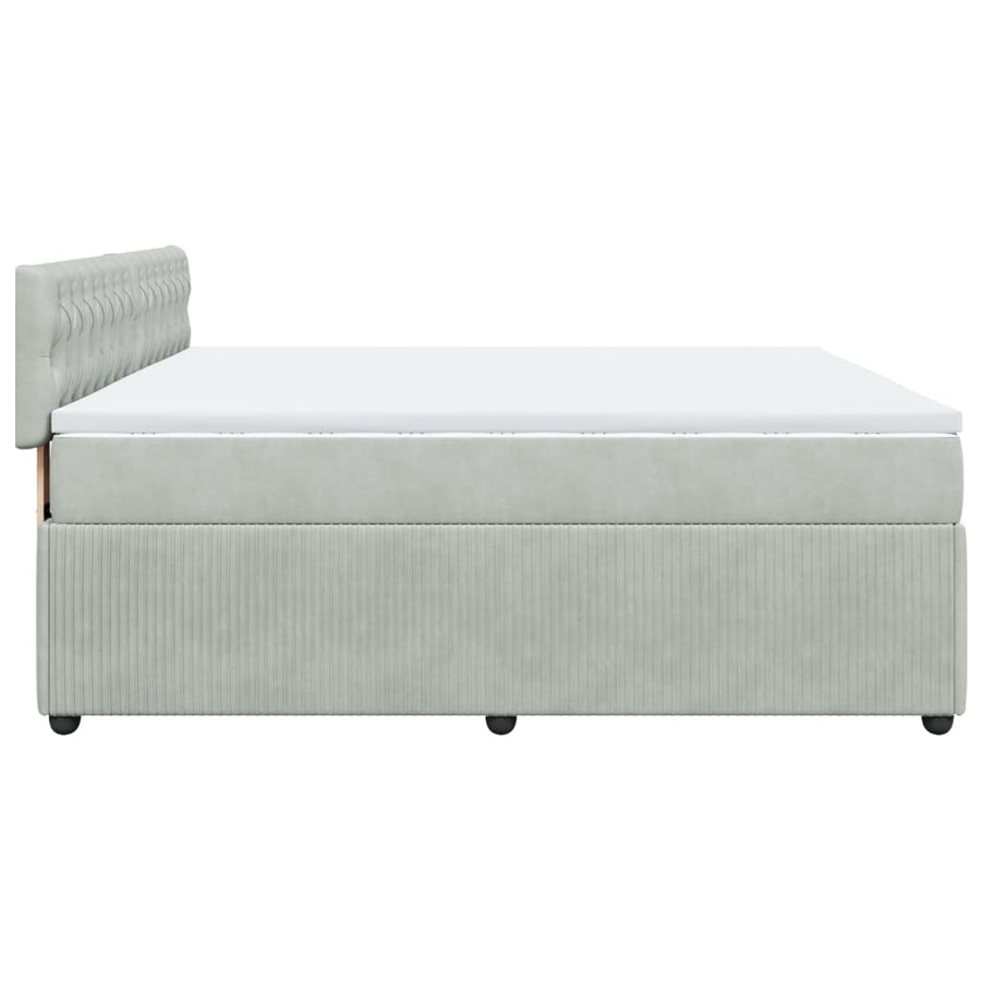 Boxspring met matras fluweel lichtgrijs 180x200 cm