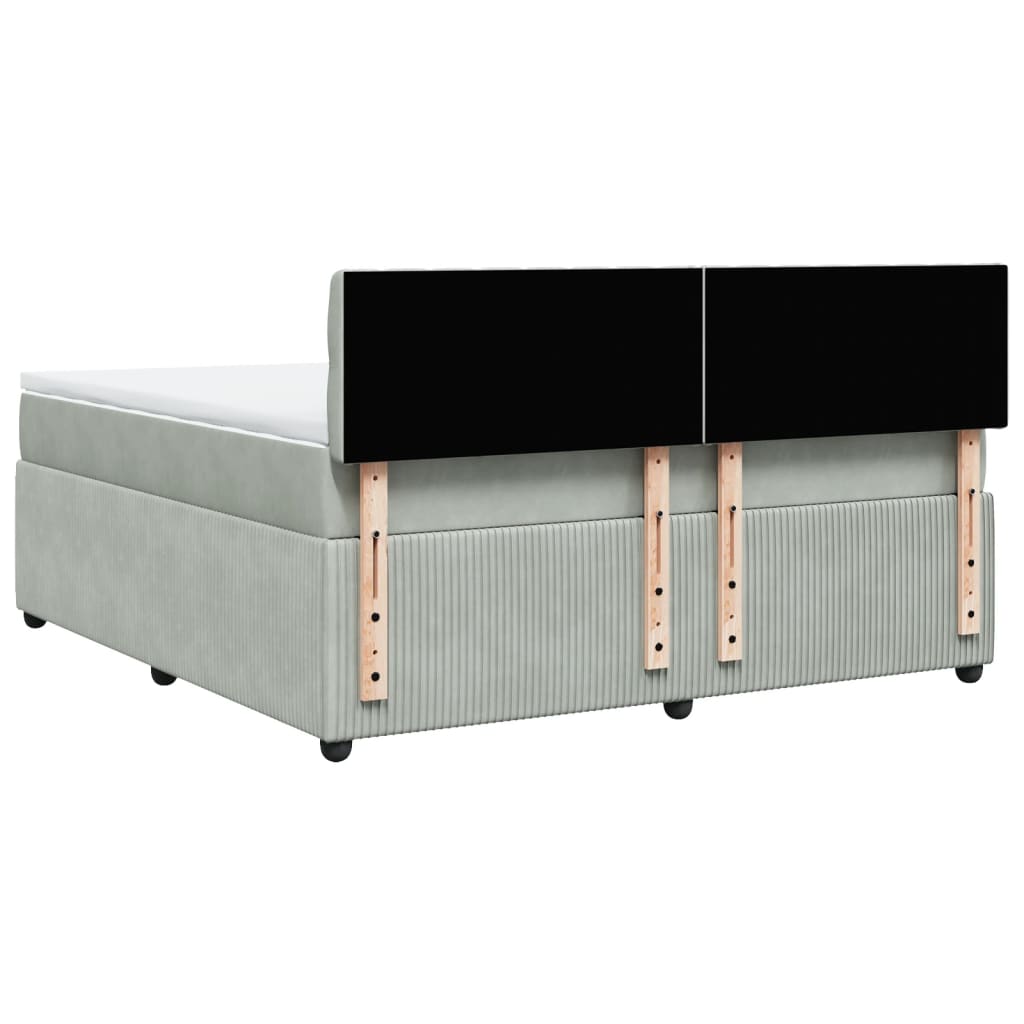 Boxspring met matras fluweel lichtgrijs 180x200 cm