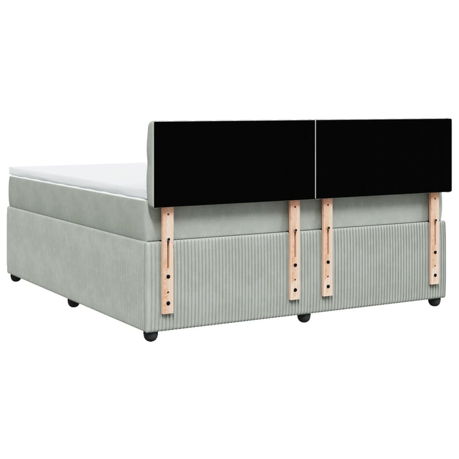 Boxspring met matras fluweel lichtgrijs 180x200 cm