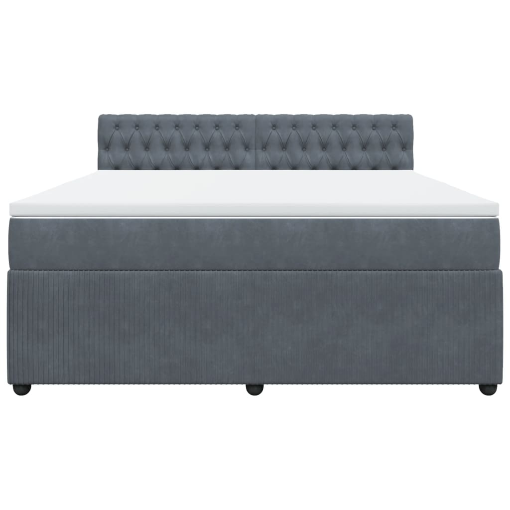 Boxspring met matras fluweel donkergrijs 180x200 cm