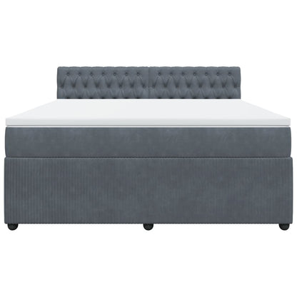 Boxspring met matras fluweel donkergrijs 180x200 cm