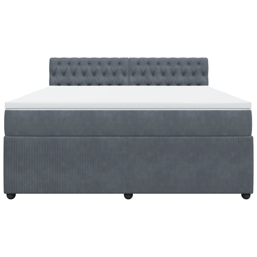 Boxspring met matras fluweel donkergrijs 180x200 cm