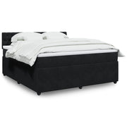 Box spring bed with velvet mattress black 180x200 cm