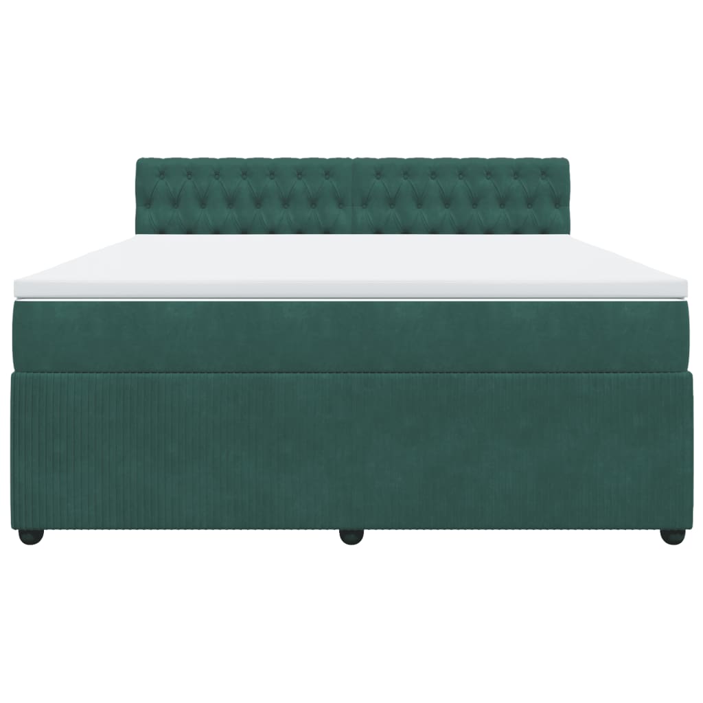 Boxspring met matras fluweel donkergroen 180x200 cm