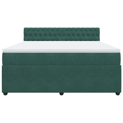 Boxspring met matras fluweel donkergroen 180x200 cm