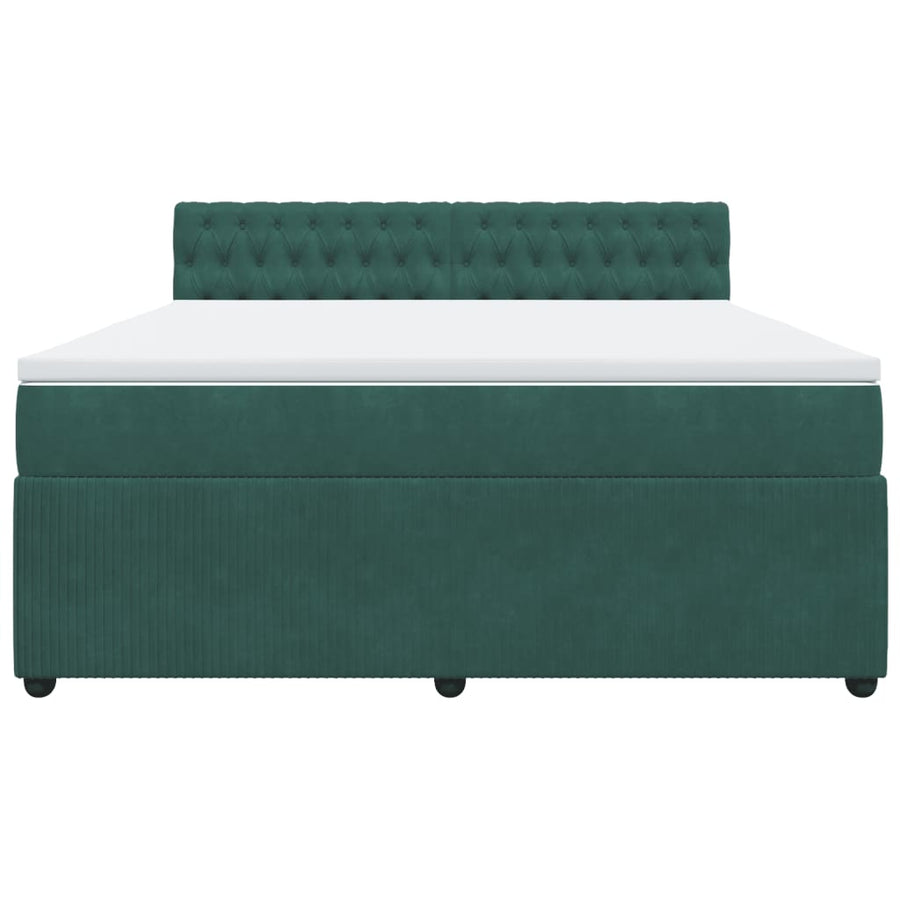 Boxspring met matras fluweel donkergroen 180x200 cm
