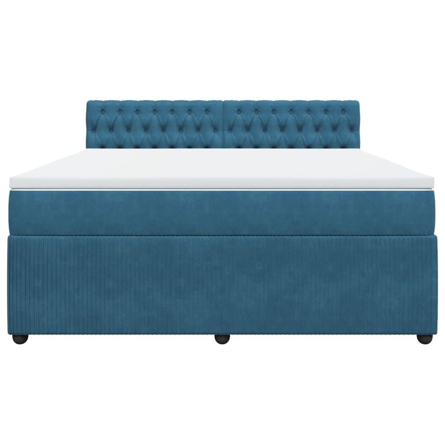Boxspring met matras fluweel blauw 180x200 cm