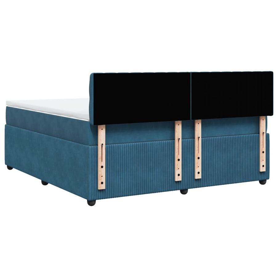 Boxspring met matras fluweel blauw 180x200 cm