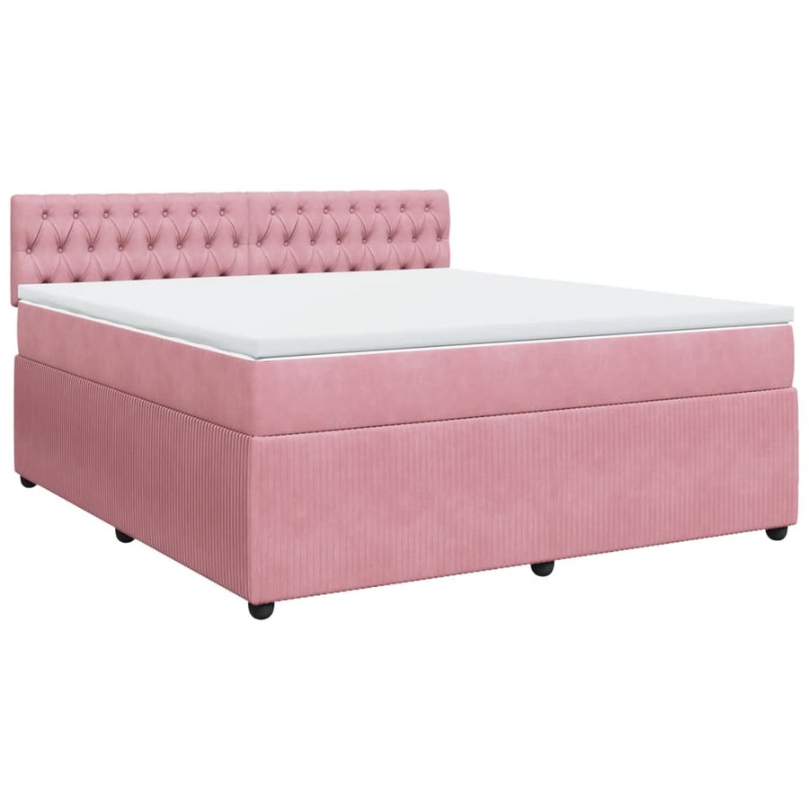 Boxspring met matras fluweel roze 180x200 cm