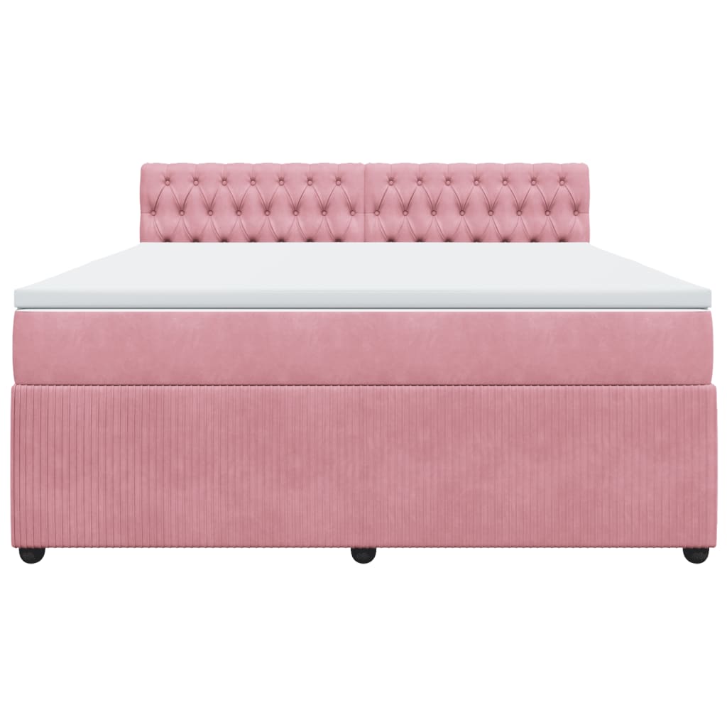 Boxspring met matras fluweel roze 180x200 cm
