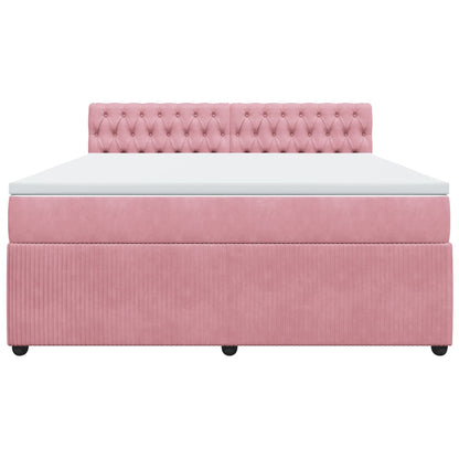 Boxspring met matras fluweel roze 180x200 cm
