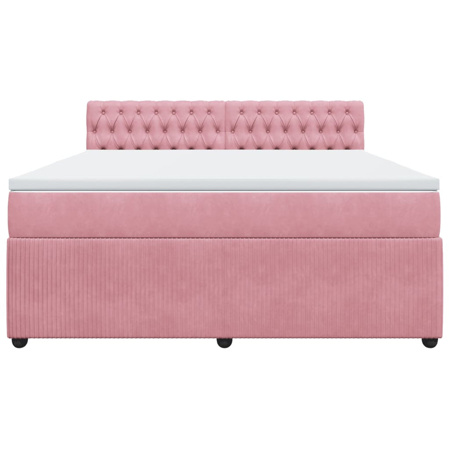 Boxspring met matras fluweel roze 180x200 cm