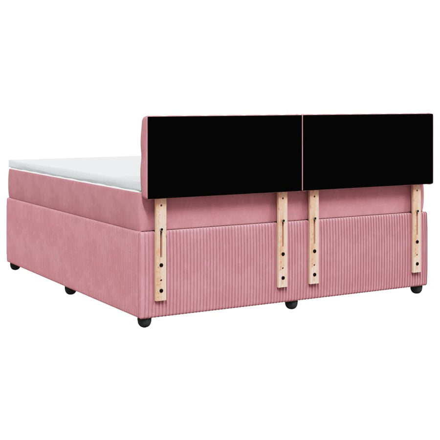 Boxspring met matras fluweel roze 180x200 cm