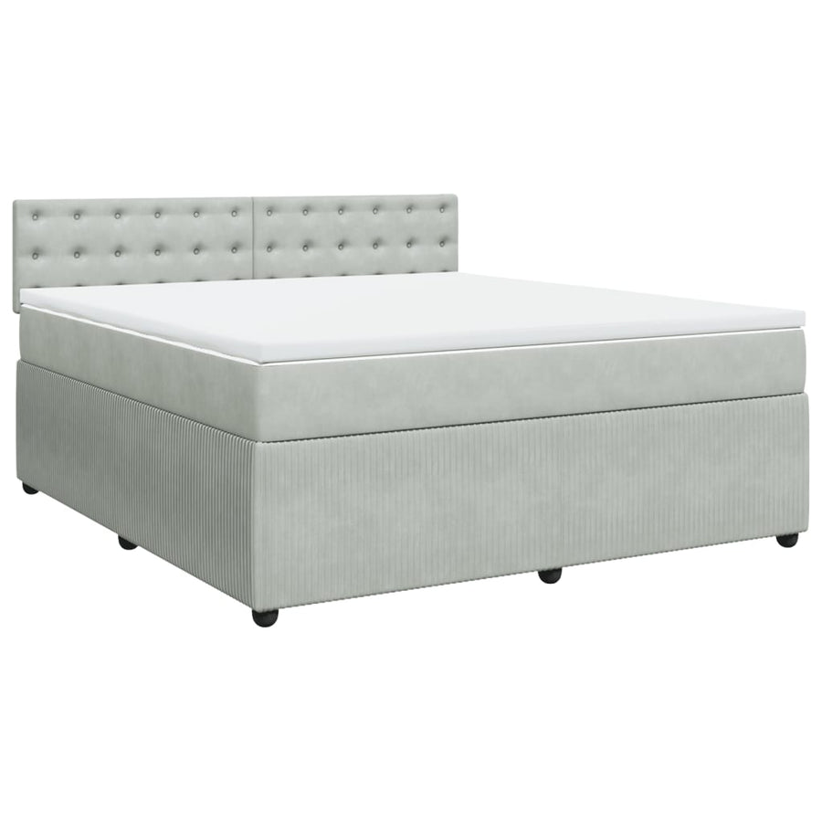 Boxspring met matras fluweel lichtgrijs 180x200 cm