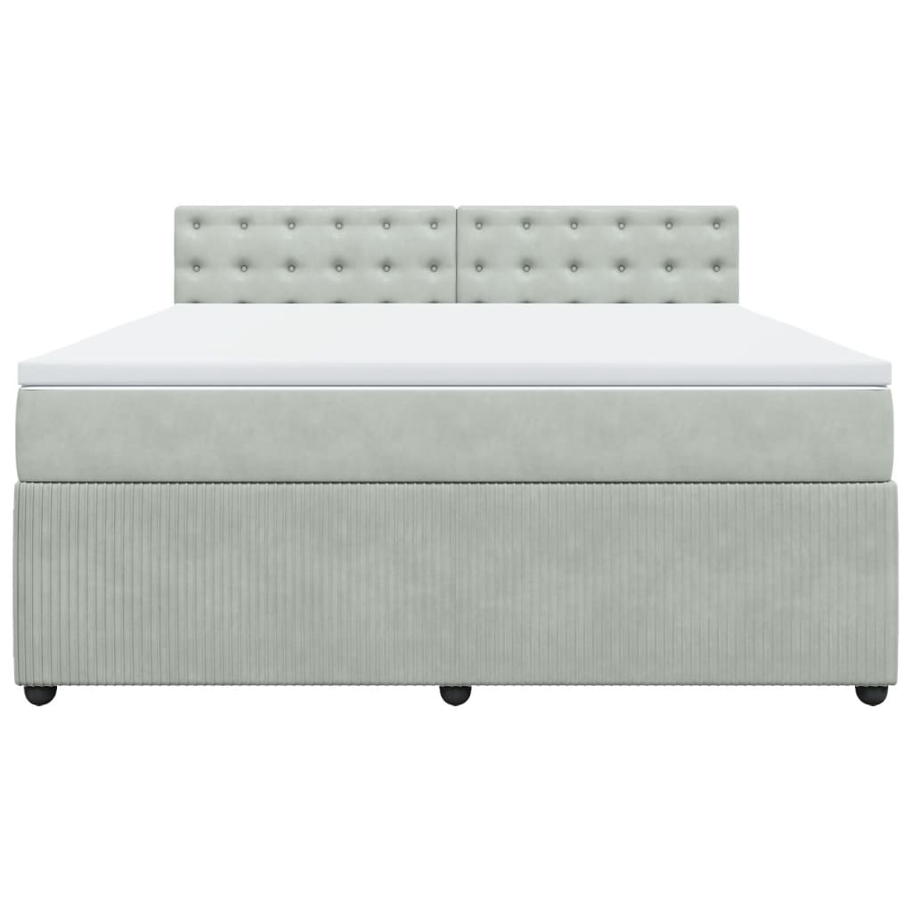 Boxspring met matras fluweel lichtgrijs 180x200 cm