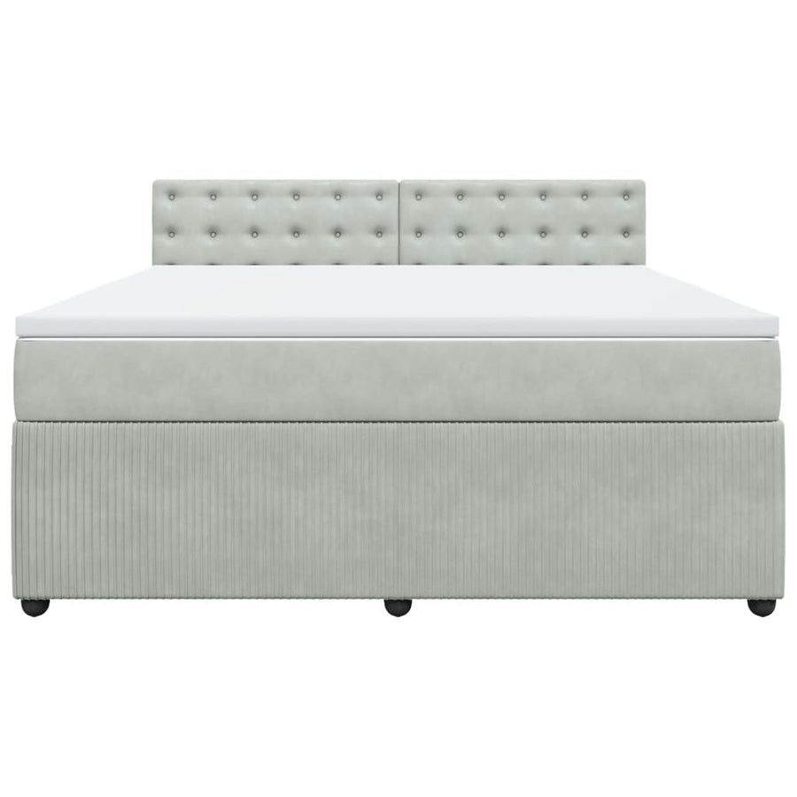 Boxspring met matras fluweel lichtgrijs 180x200 cm
