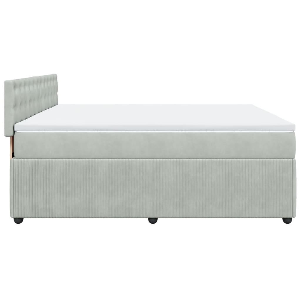 Boxspring met matras fluweel lichtgrijs 180x200 cm