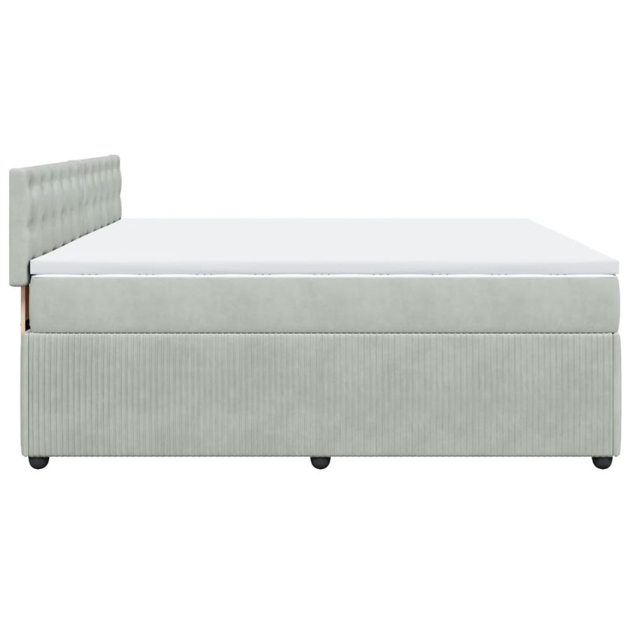 Boxspring met matras fluweel lichtgrijs 180x200 cm