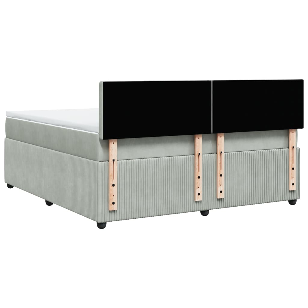 Boxspring met matras fluweel lichtgrijs 180x200 cm