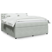 Box spring bed with velvet mattress light grey 180x200 cm