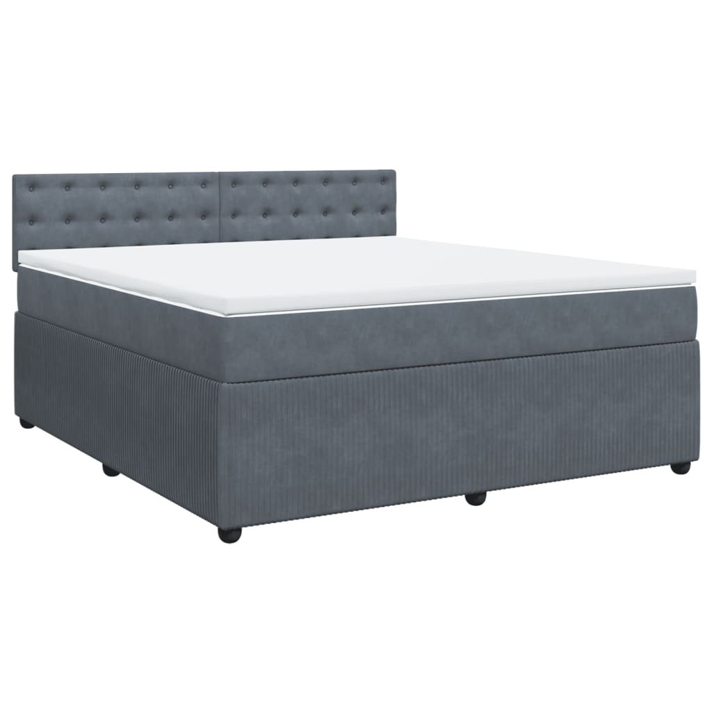 Boxspring met matras fluweel donkergrijs 180x200 cm