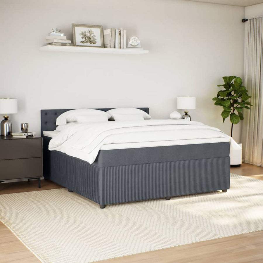 Boxspring met matras fluweel donkergrijs 180x200 cm
