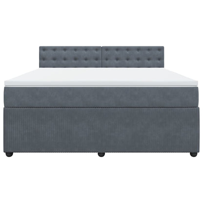 Boxspring met matras fluweel donkergrijs 180x200 cm