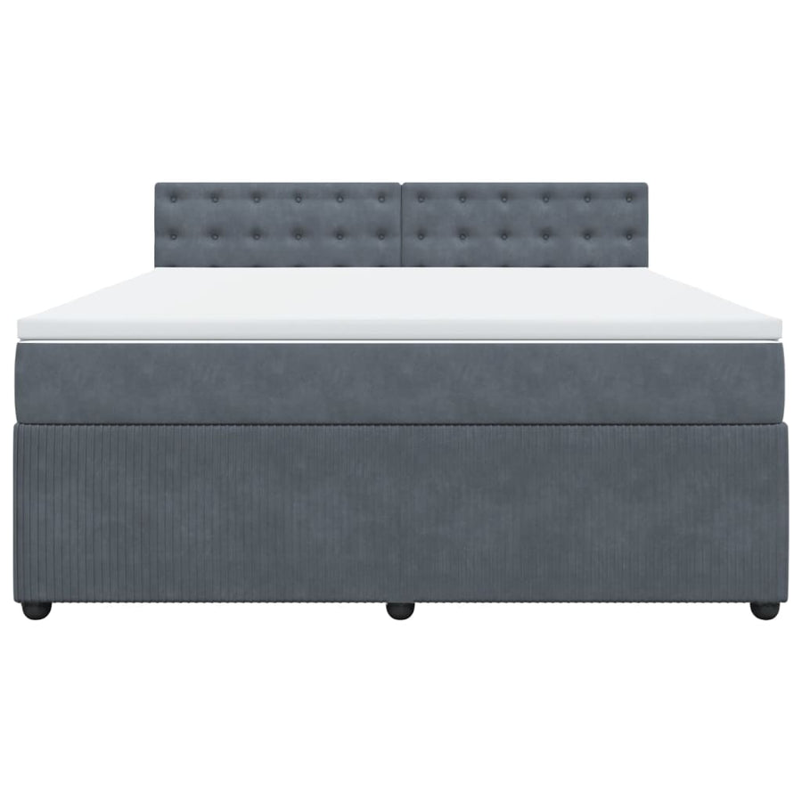 Boxspring met matras fluweel donkergrijs 180x200 cm