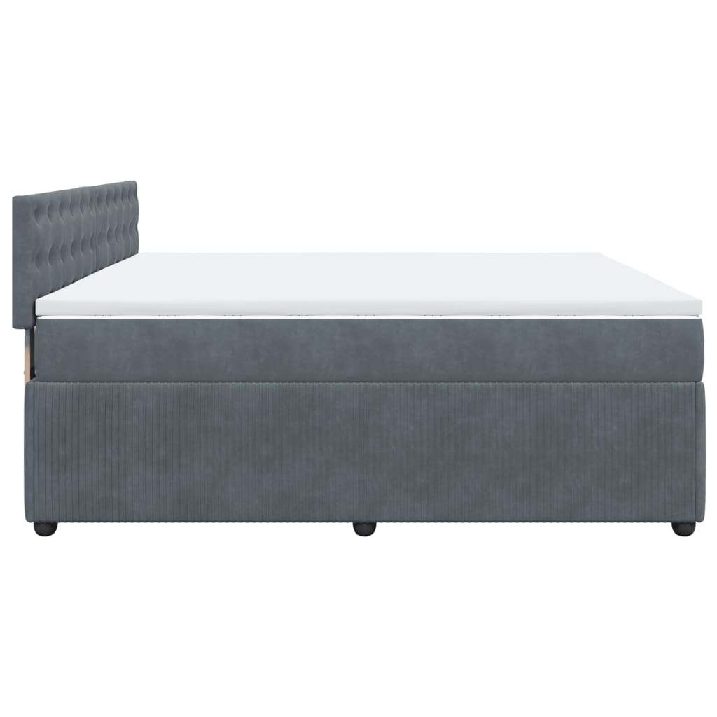 Boxspring met matras fluweel donkergrijs 180x200 cm