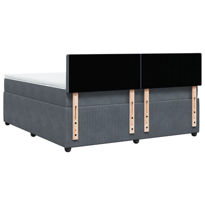 Boxspring met matras fluweel donkergrijs 180x200 cm