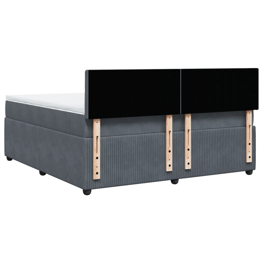 Boxspring met matras fluweel donkergrijs 180x200 cm