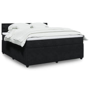 Box spring bed with velvet mattress black 180x200 cm