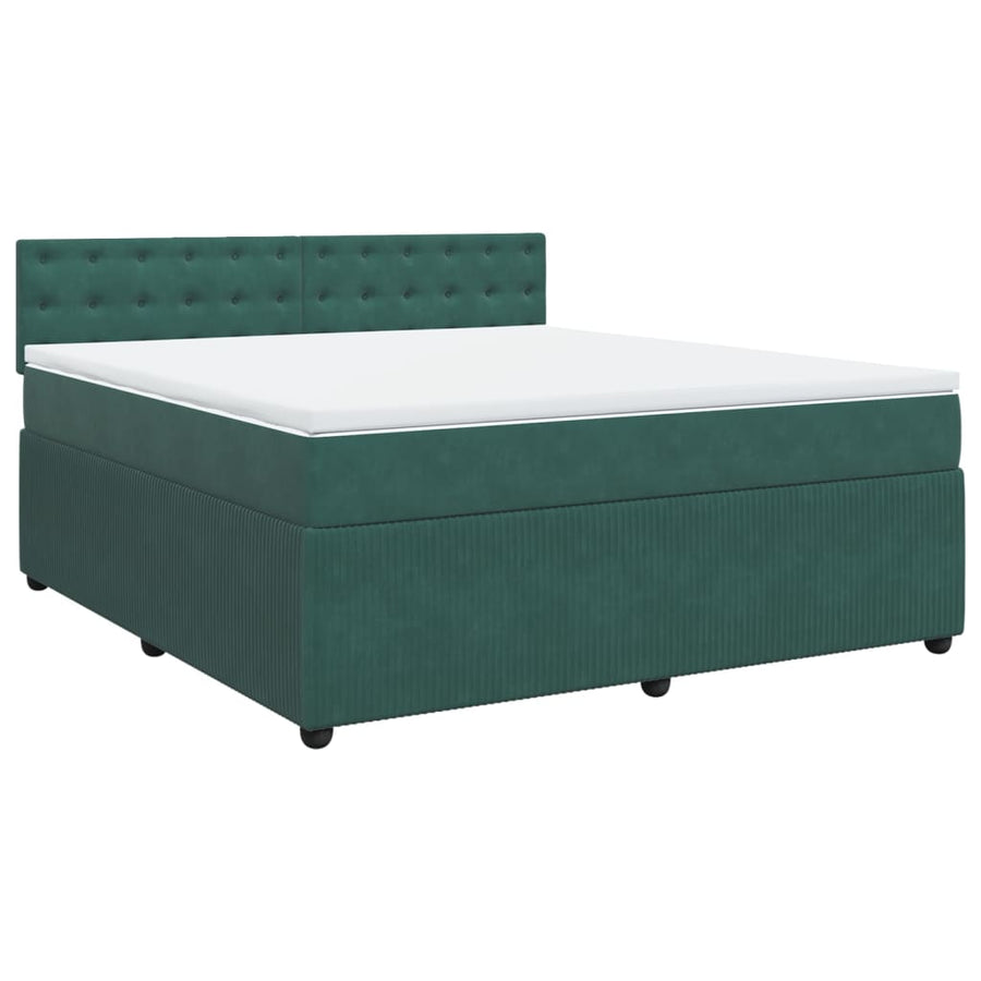 Boxspring met matras fluweel donkergroen 180x200 cm